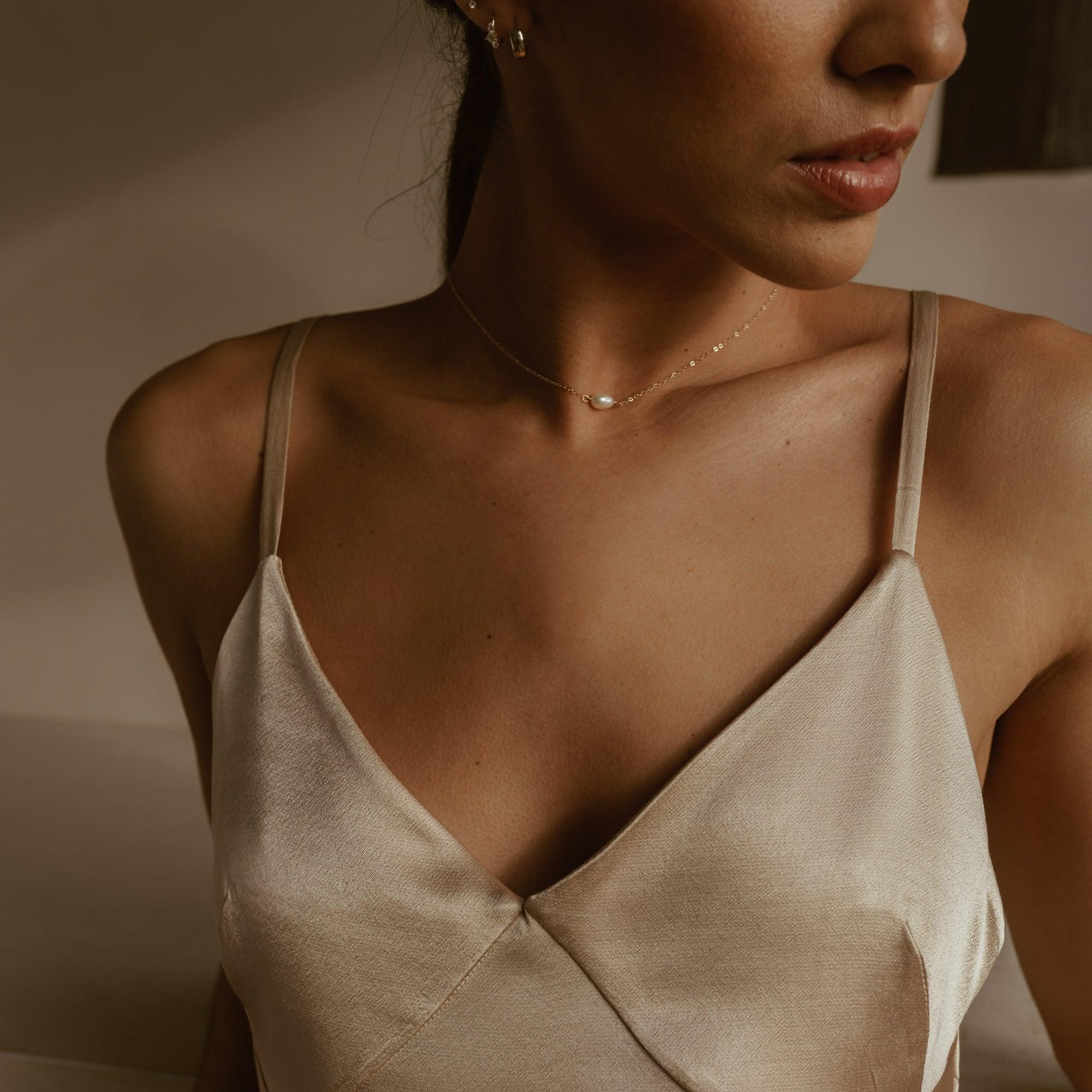 Cami Pearl 14K Gold Choker Necklace - ELLA PALM