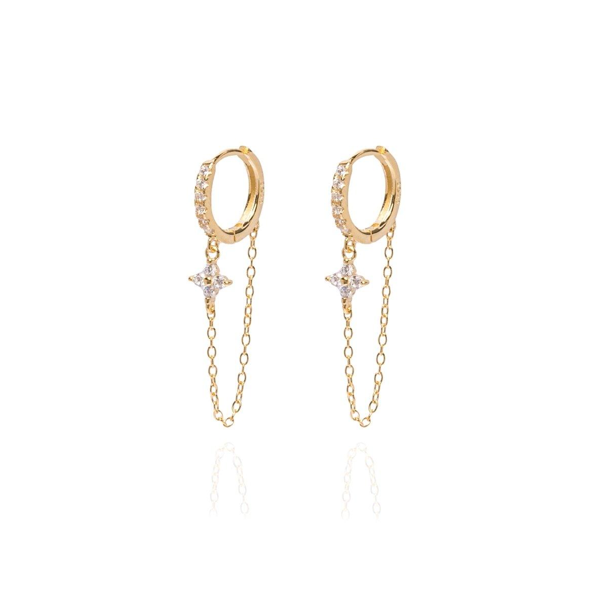 Celestial Chain Paved Gold Hoops - ELLA PALM