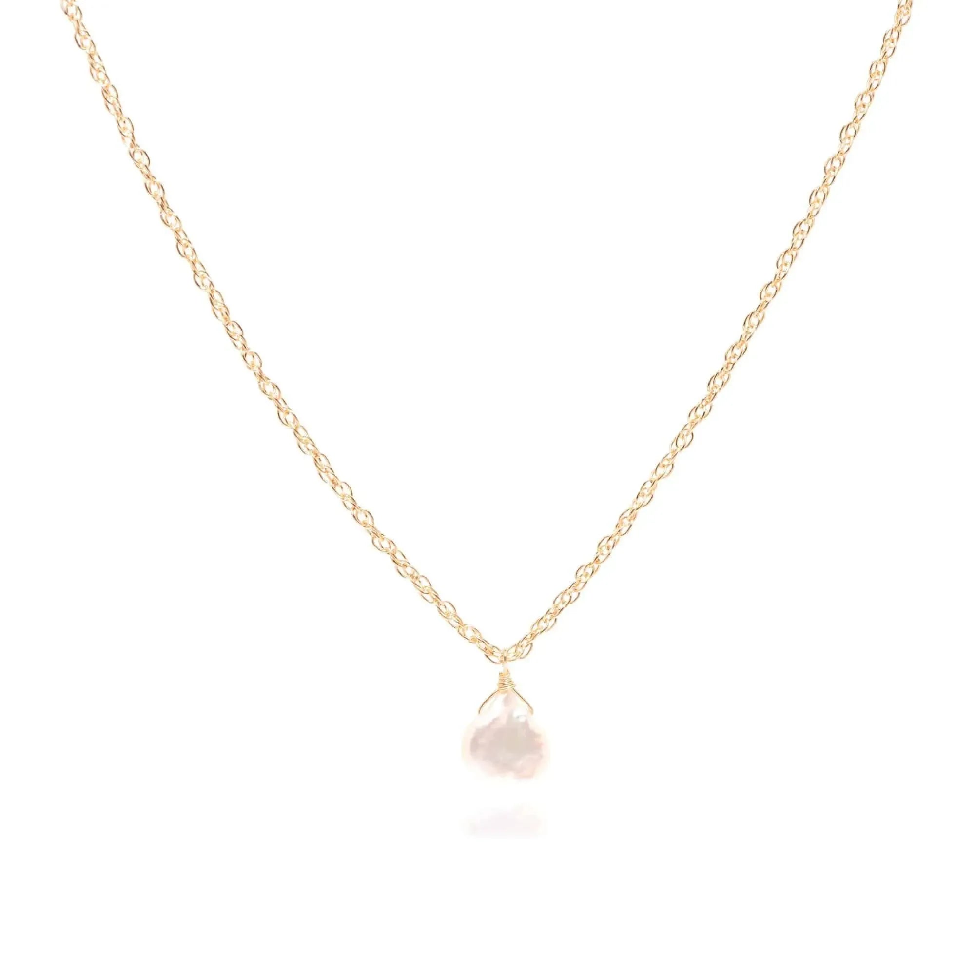 Dita 14k Gold Rope Chain Keshi Pearl Necklace - ELLA PALM