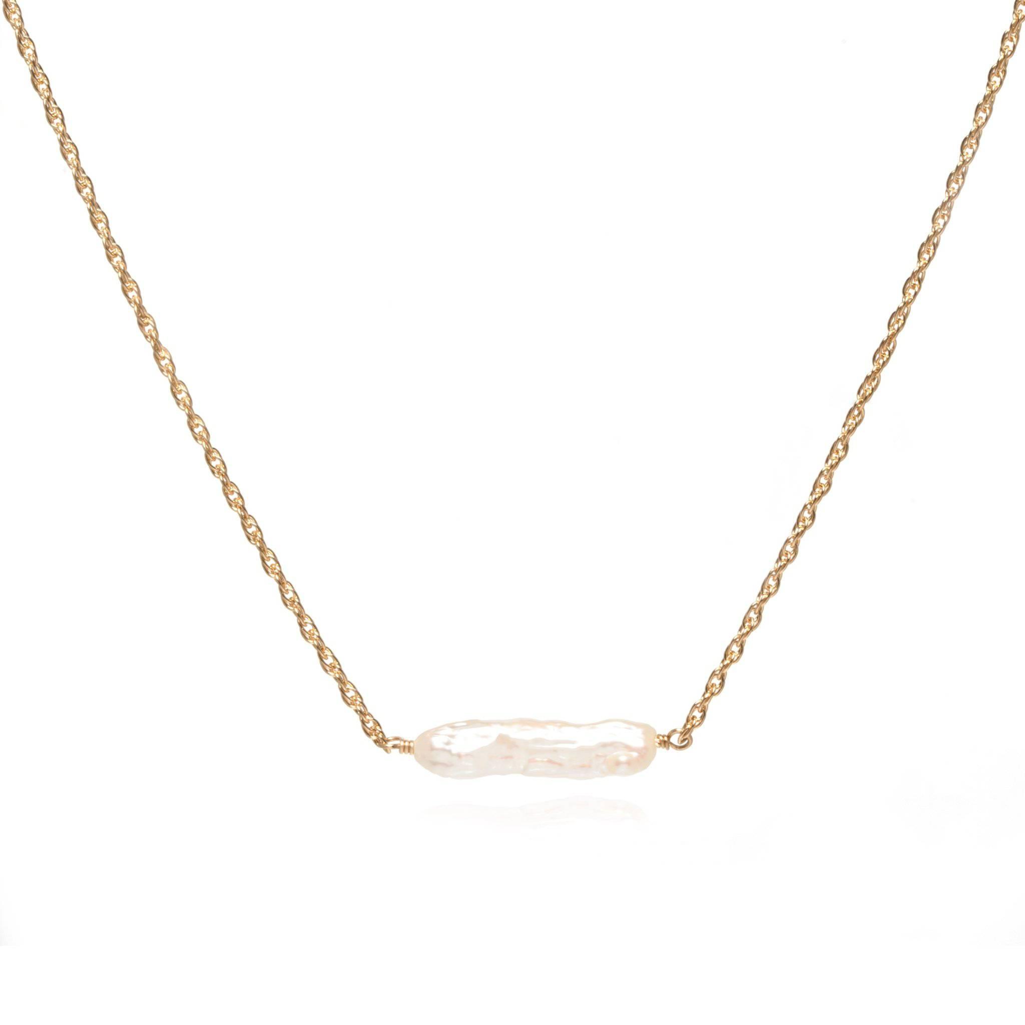 Eloise 14k Gold Biwa Pearl Choker Necklace - ELLA PALM