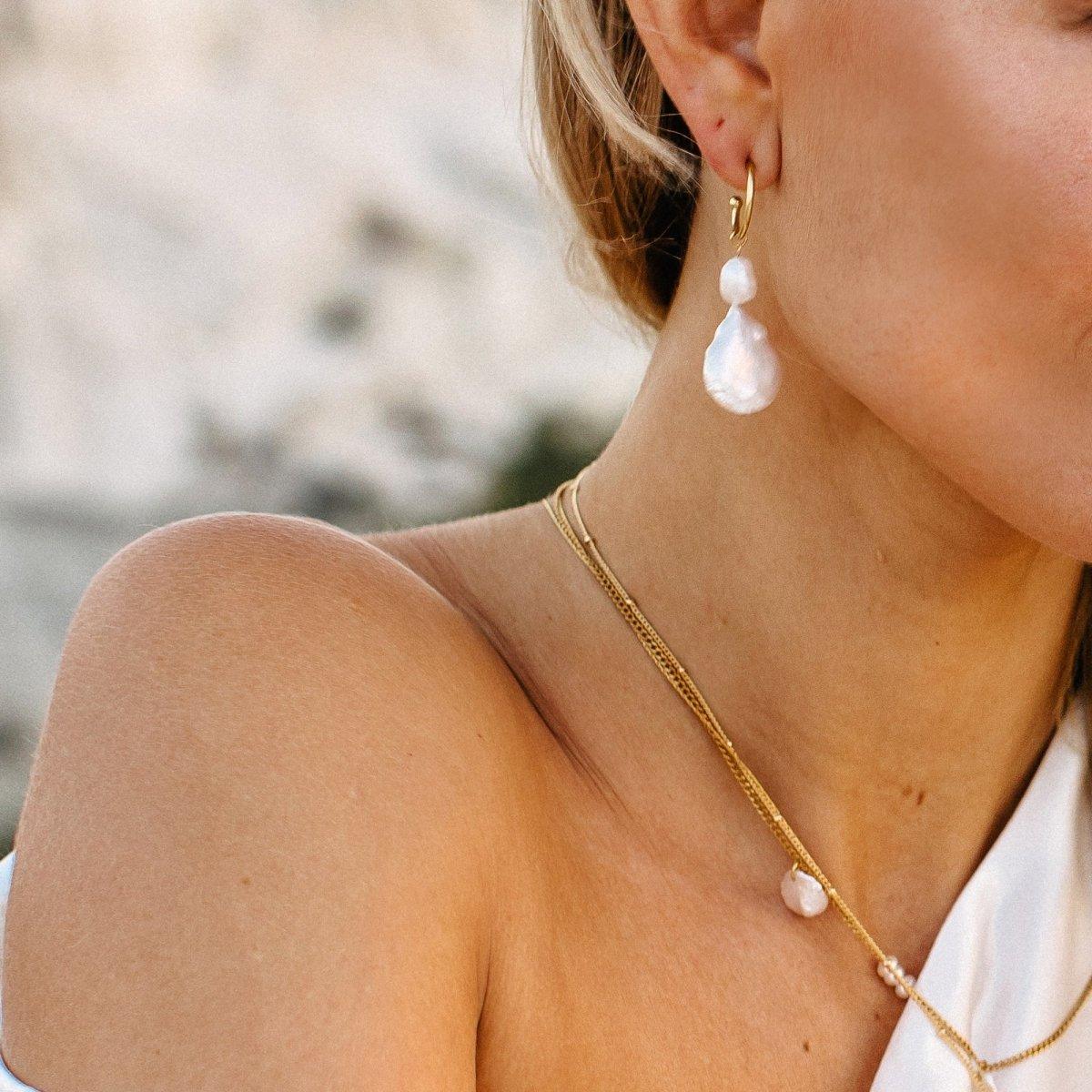 Milos Pearl Gold Earrings - ELLA PALM
