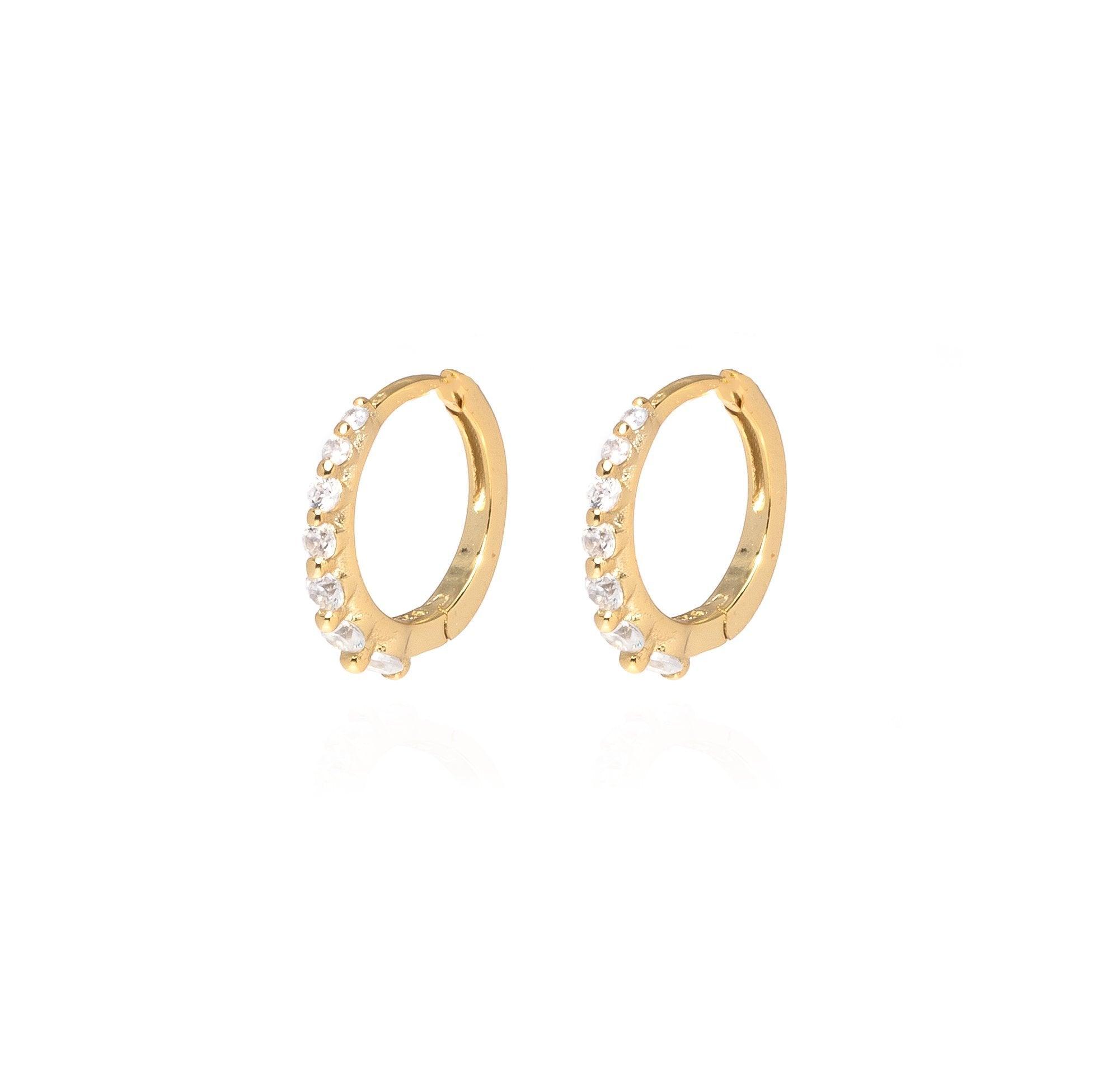 Nina 18k Gold Paved Huggie Hoop Earrings - ELLA PALM